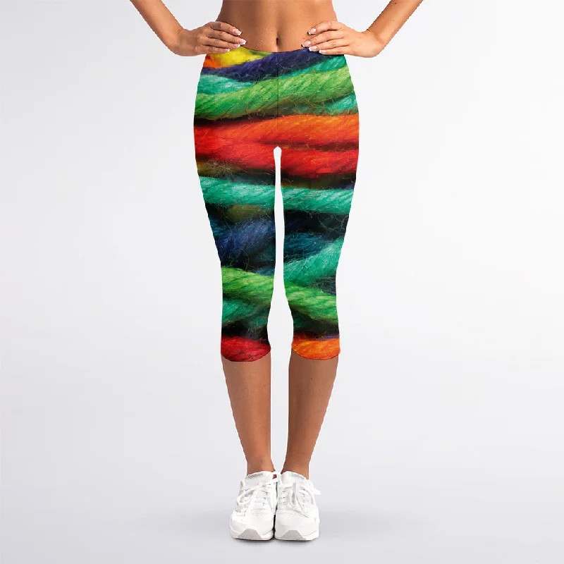 New Markdowns Colorful Yarn Print Women's Capri Leggings
