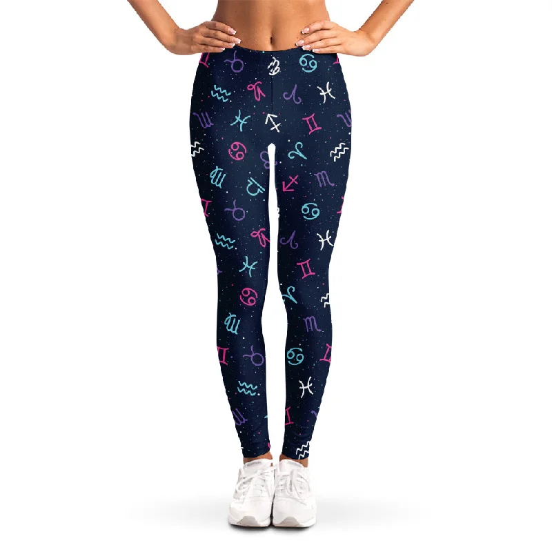 Now or Never Colorful Zodiac Symbols Pattern Print Women's Leggings