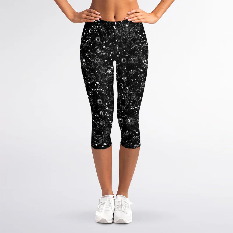 Deal Dash Constellation Galaxy Pattern Print Women's Capri Leggings