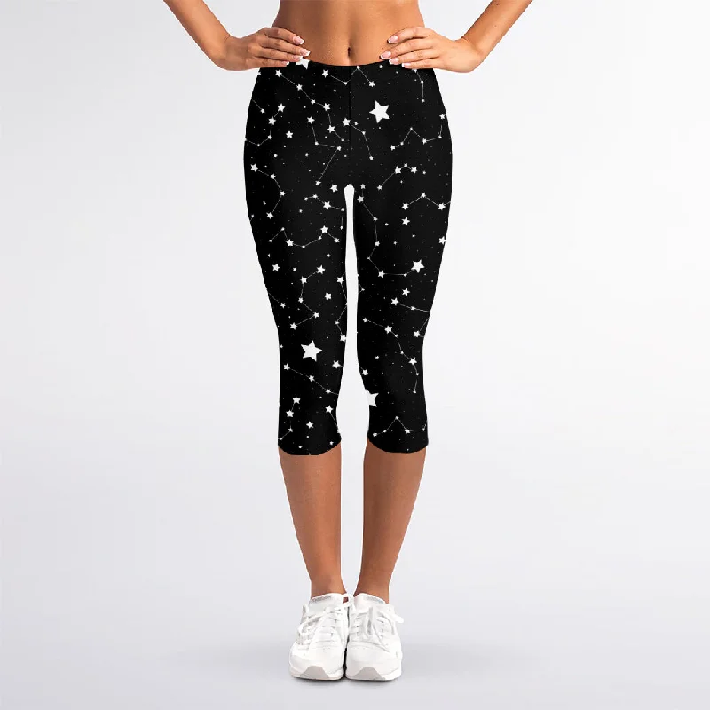 Deal Mania Constellation Sky Map Pattern Print Women's Capri Leggings