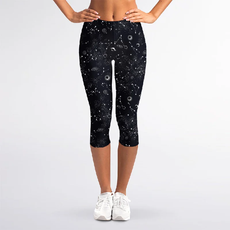 Price Smash Constellation Space Pattern Print Women's Capri Leggings