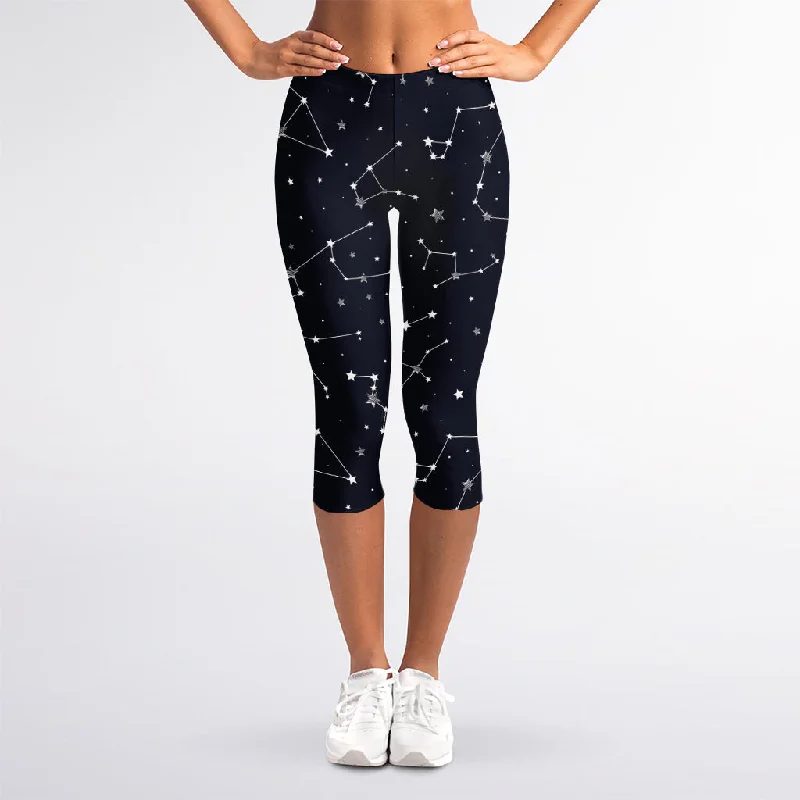 Best Bargains Constellation Stars Pattern Print Women's Capri Leggings