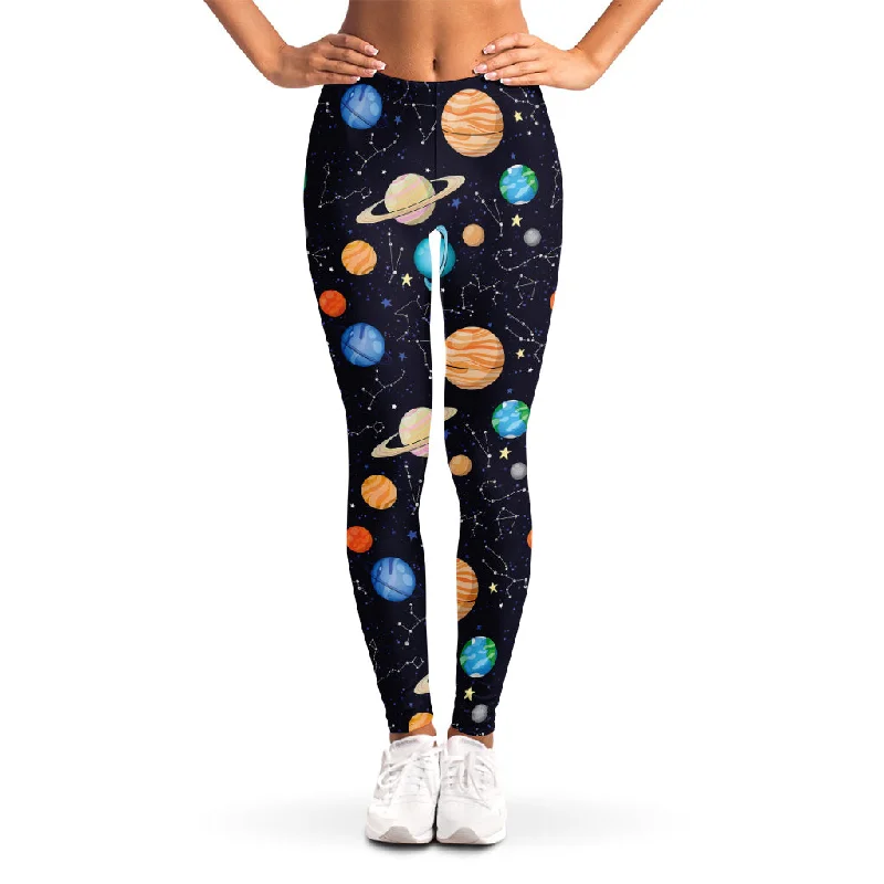 Don't Wait Constellations And Planets Pattern Print Women's Leggings