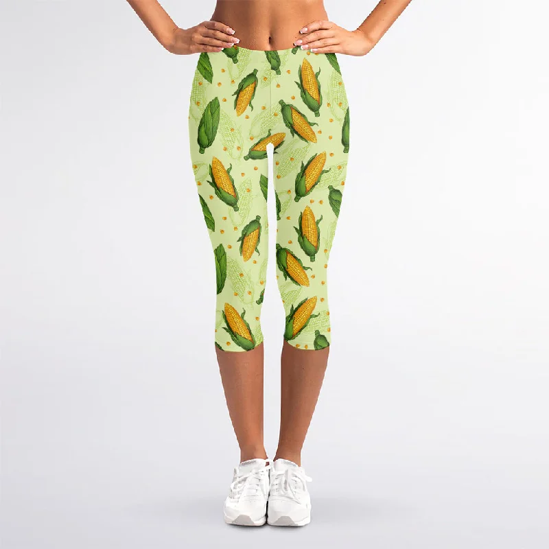 Seasonal Clearance Corncob Pattern Print Women's Capri Leggings