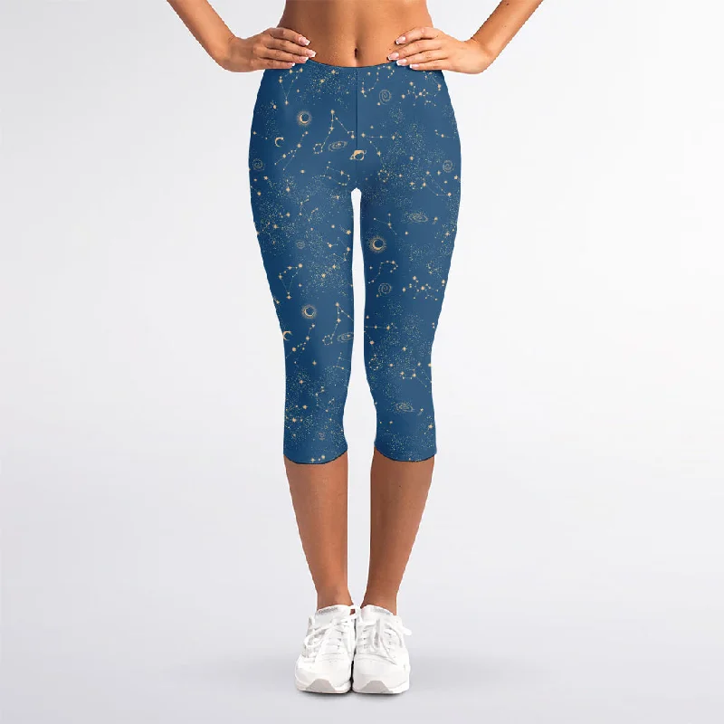 Sneak Peek Sale Cosmic Constellation Pattern Print Women's Capri Leggings
