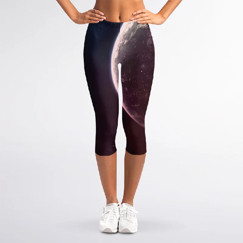 Referral Discount Cosmic Space Print Women's Capri Leggings