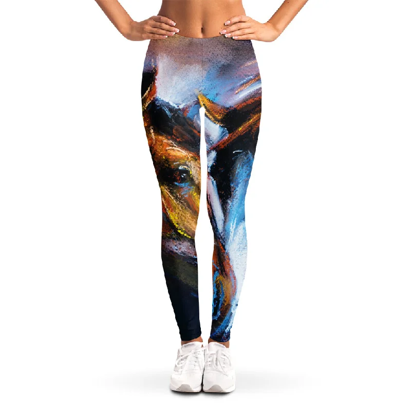 Bargain Blast Couple Horses Painting Print Women's Leggings