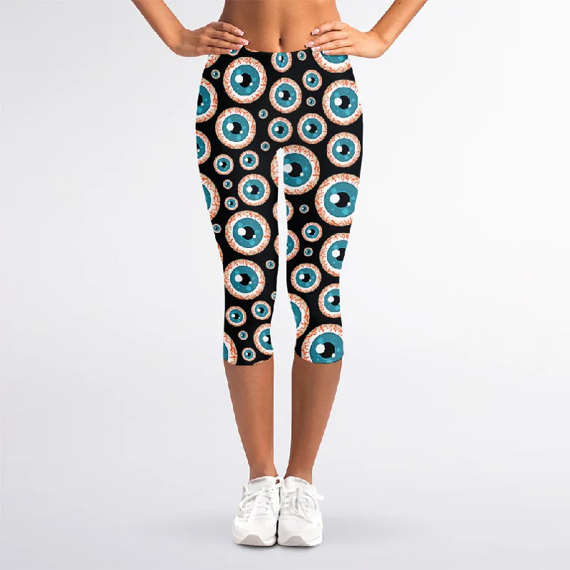 The Best Prices Creepy Eyeball Pattern Print Women's Capri Leggings