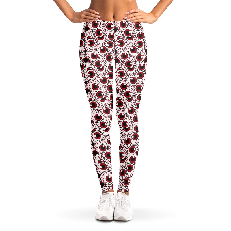 Inventory Reduction Creepy Red Eyeball Pattern Print Women's Leggings