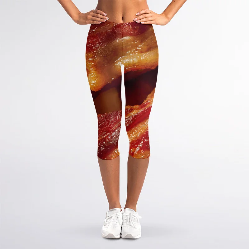 Exclusive Deal Crispy Bacon Print Women's Capri Leggings