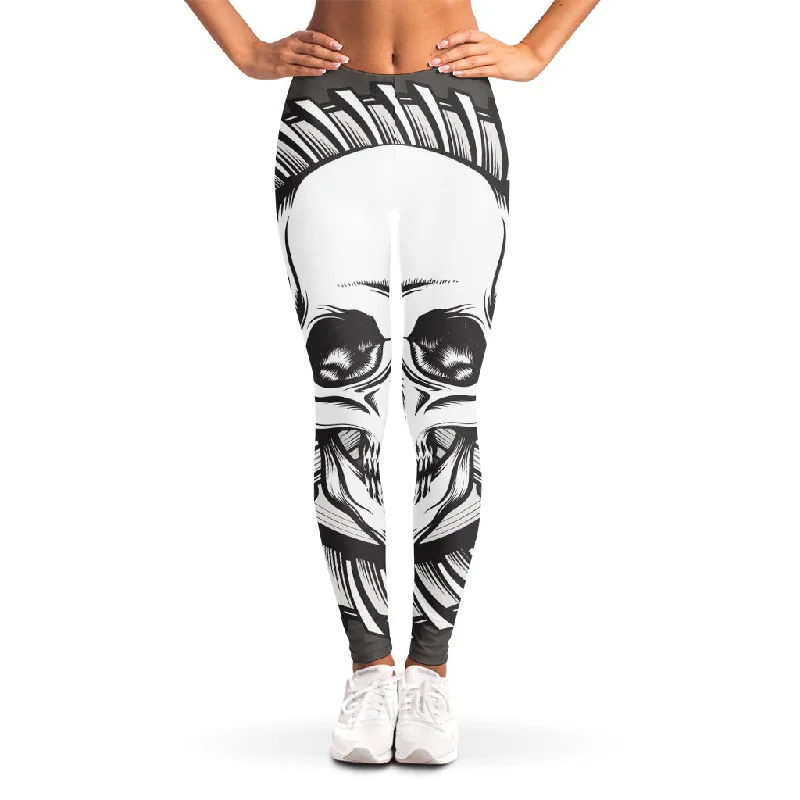 Weekend Flash Sale Cross Piston Mechanic Skull Print Women's Leggings