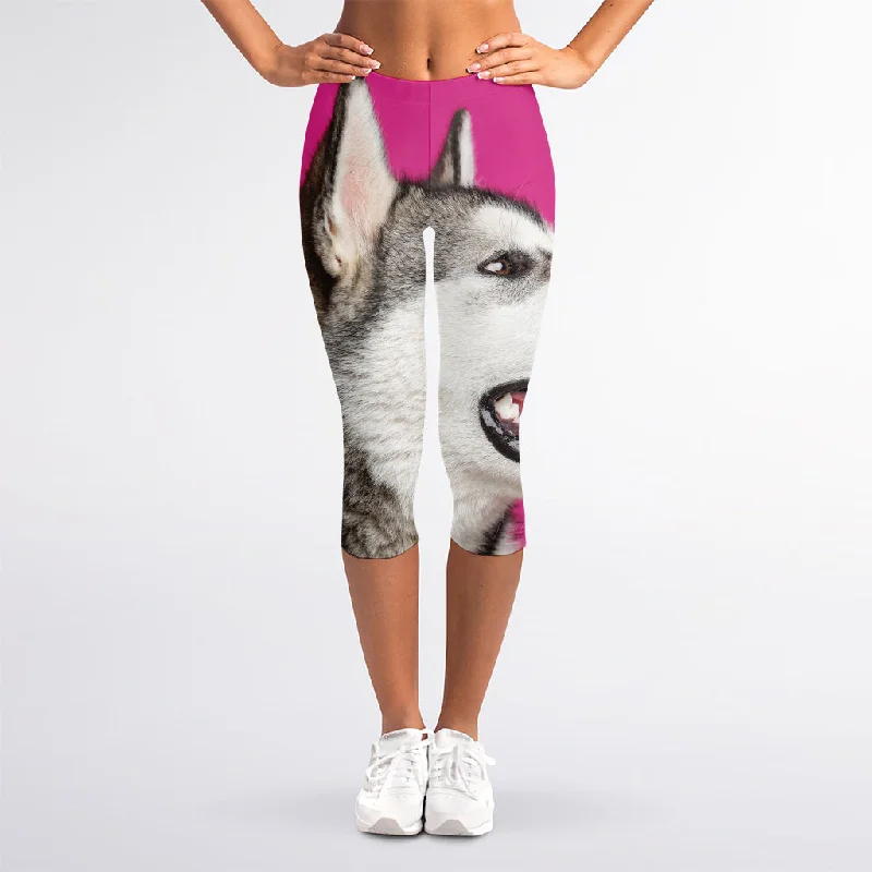 New Deals Cute Alaskan Malamute Print Women's Capri Leggings
