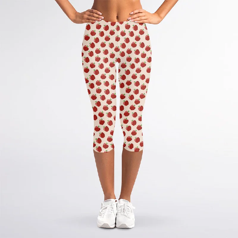 Low Prices Cute Apple Pattern Print Women's Capri Leggings