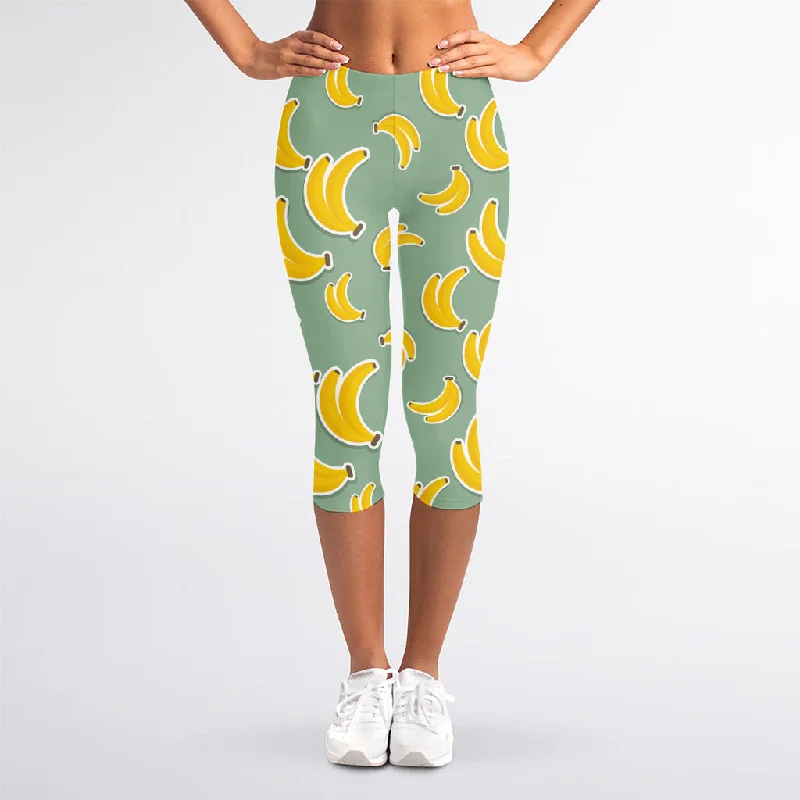 Special Savings Cute Banana Pattern Print Women's Capri Leggings