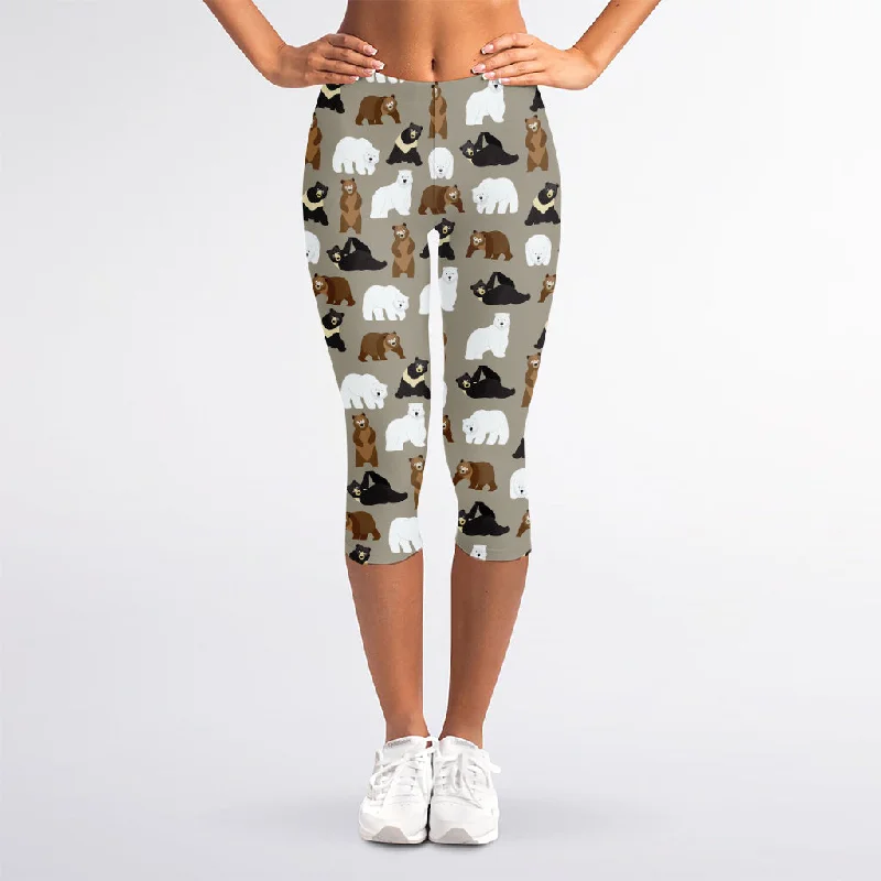 Deep Discounts Cute Bear Pattern Print Women's Capri Leggings
