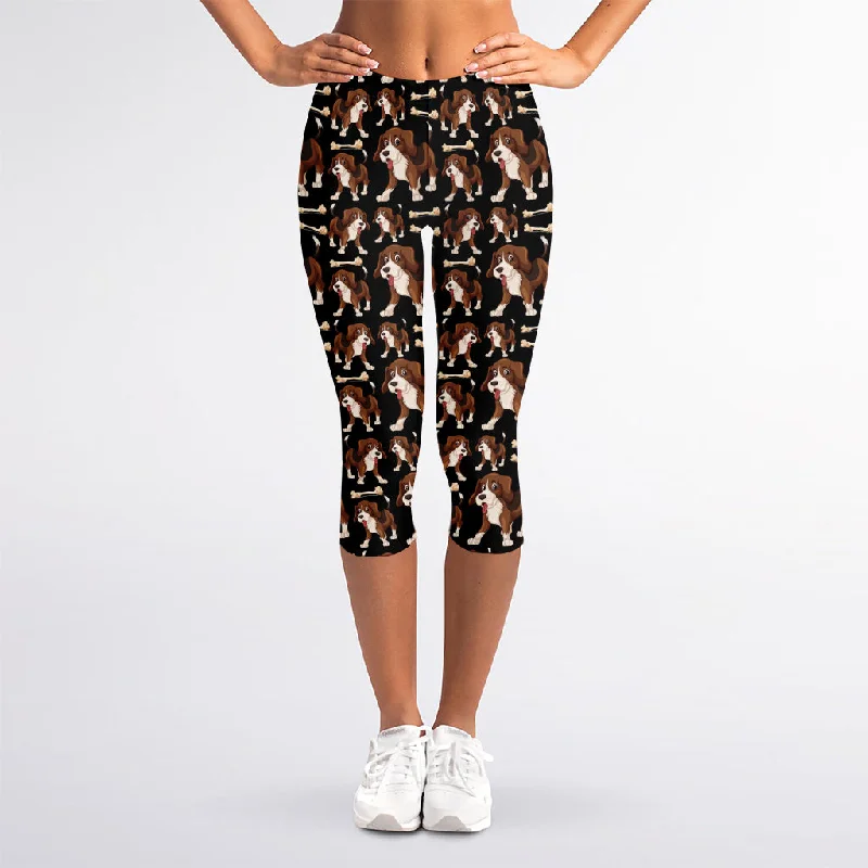 Super Deal Cute Cartoon Beagle Pattern Print Women's Capri Leggings