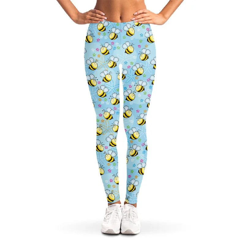 Final Markdown Cute Cartoon Bee Pattern Print Women's Leggings