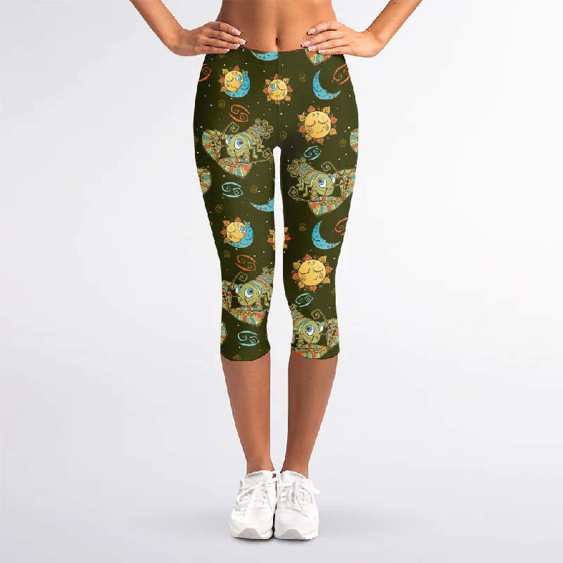 Reduced Prices Cute Cartoon Cancer Pattern Print Women's Capri Leggings