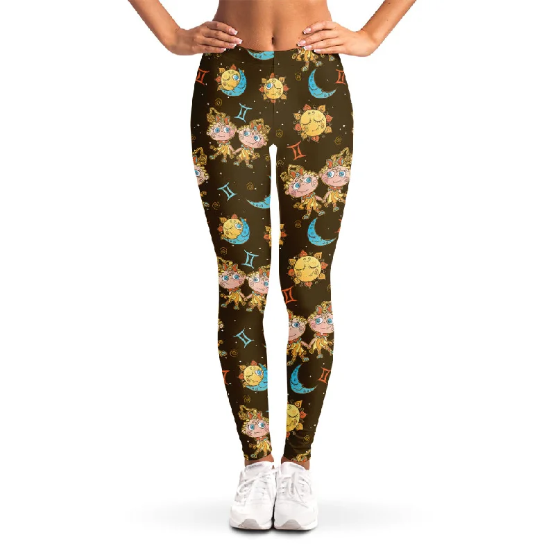 Amazing Deals Cute Cartoon Gemini Pattern Print Women's Leggings