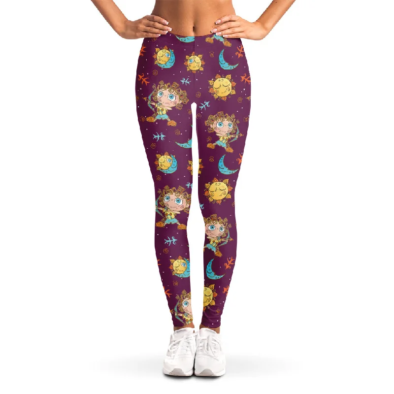 Exclusive Offers Cute Cartoon Sagittarius Pattern Print Women's Leggings