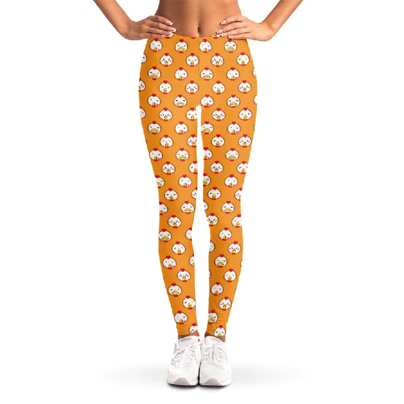 Buy More, Save More Cute Chicken Emoji Pattern Print Women's Leggings