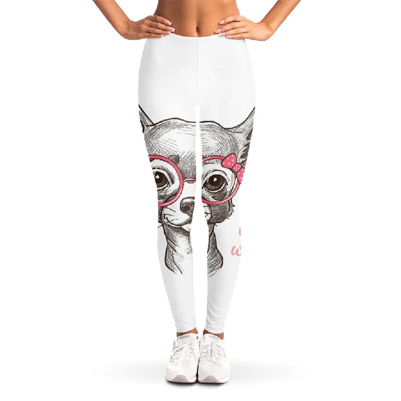 Unmissable Offer Cute Chihuahua With Glasses Print Women's Leggings