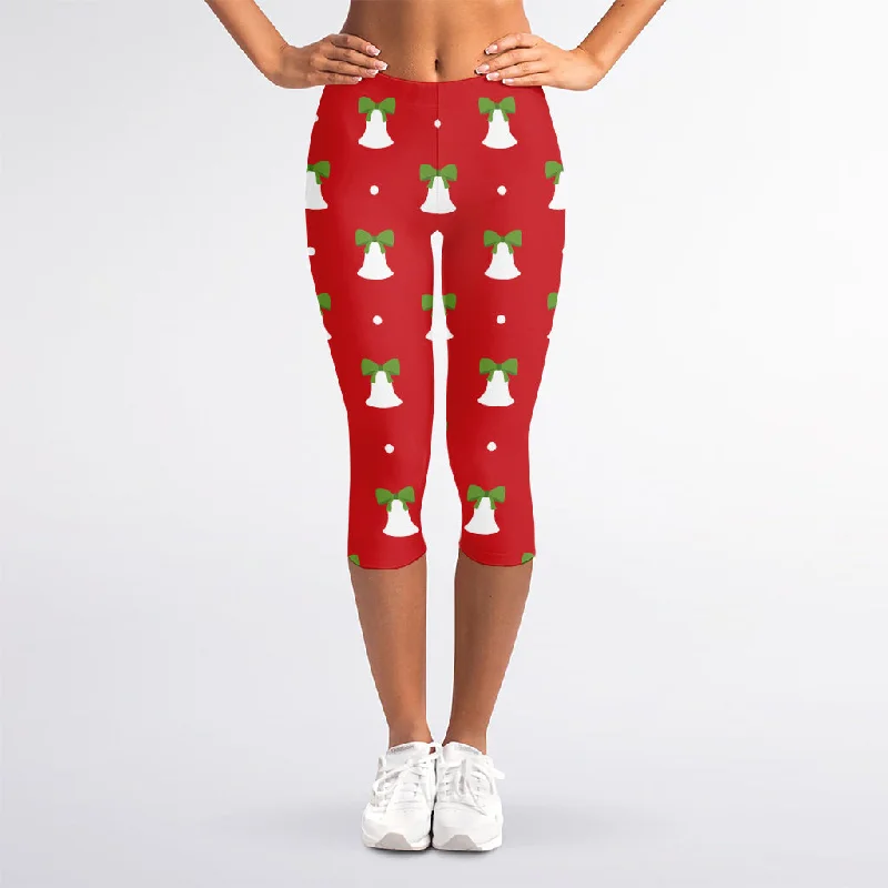 Amazing Deals Cute Christmas Bell Pattern Print Women's Capri Leggings