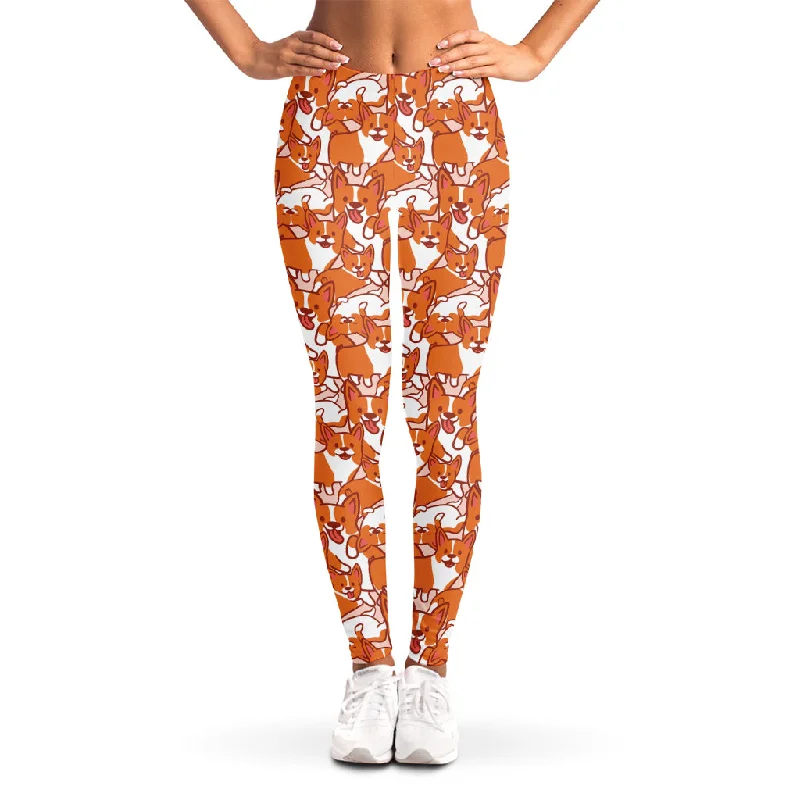 Now or Never Cute Corgi Pattern Print Women's Leggings