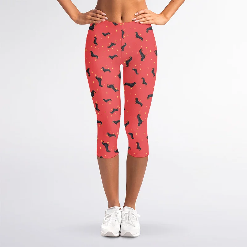 Customer Appreciation Sale Cute Dachshund Pattern Print Women's Capri Leggings