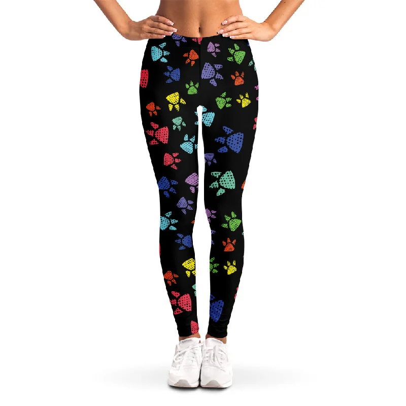 Hurry In Cute Dino Footprint Pattern Print Women's Leggings