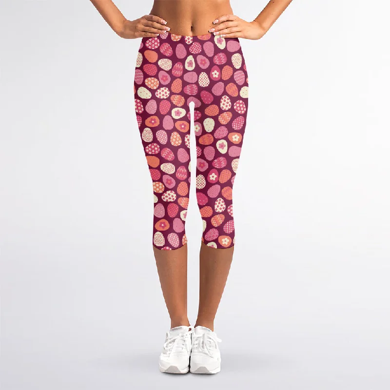 Special Offer Cute Easter Eggs Pattern Print Women's Capri Leggings