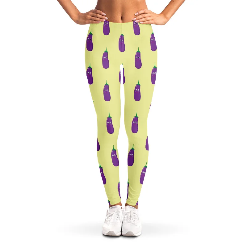 Inventory Reduction Cute Eggplant Pattern Print Women's Leggings