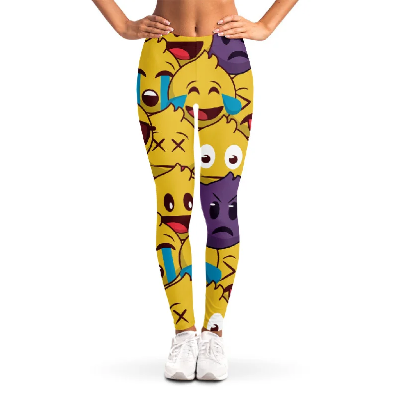 Deal Mania Cute Emoji Pattern Print Women's Leggings