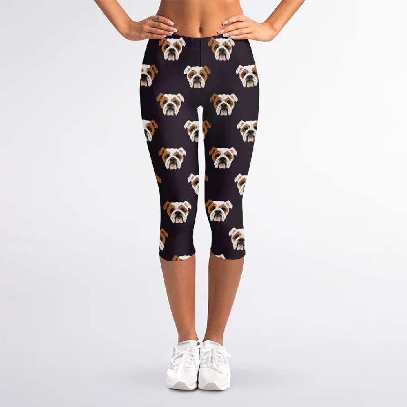 New Arrival Cute English Bulldog Pattern Print Women's Capri Leggings