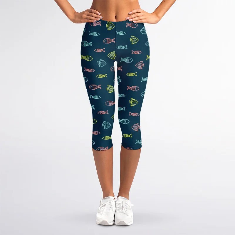 Get It Before It’s Gone Cute Fish Pattern Print Women's Capri Leggings
