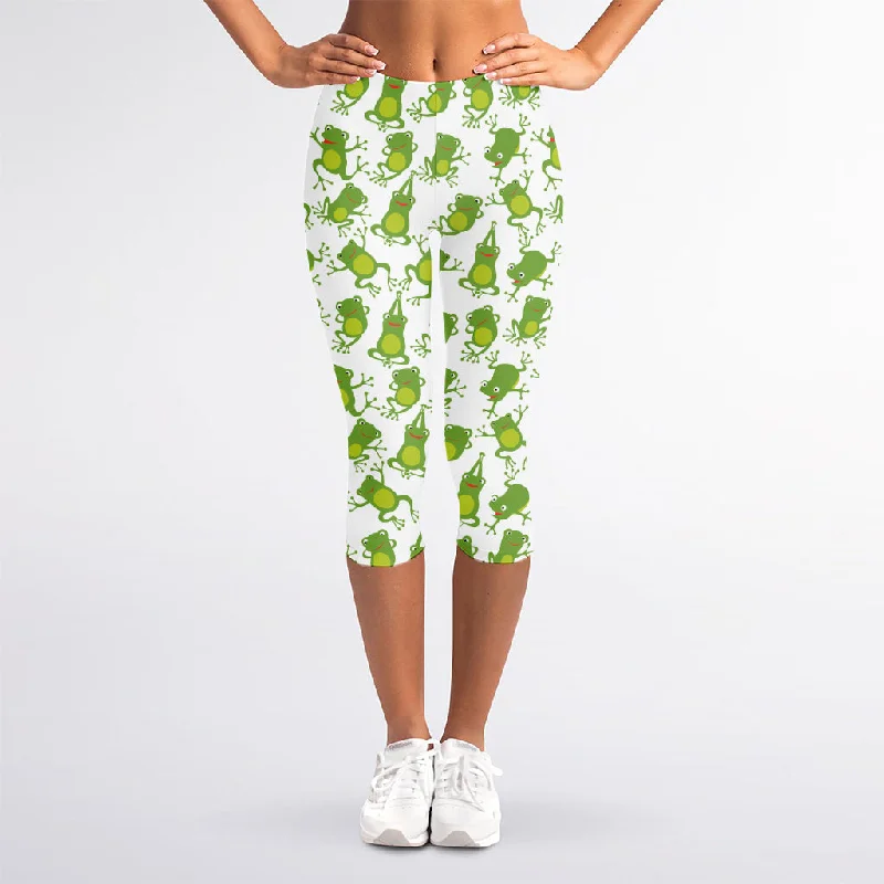 Year-End Sale Cute Frog Pattern Print Women's Capri Leggings