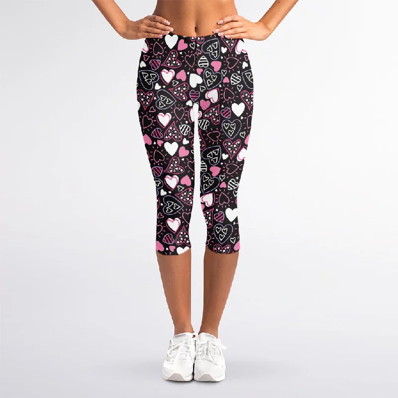 Special Offer Cute Girly Heart Pattern Print Women's Capri Leggings
