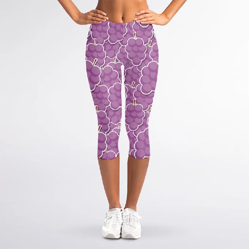 Clearance Sale Cute Grape Pattern Print Women's Capri Leggings