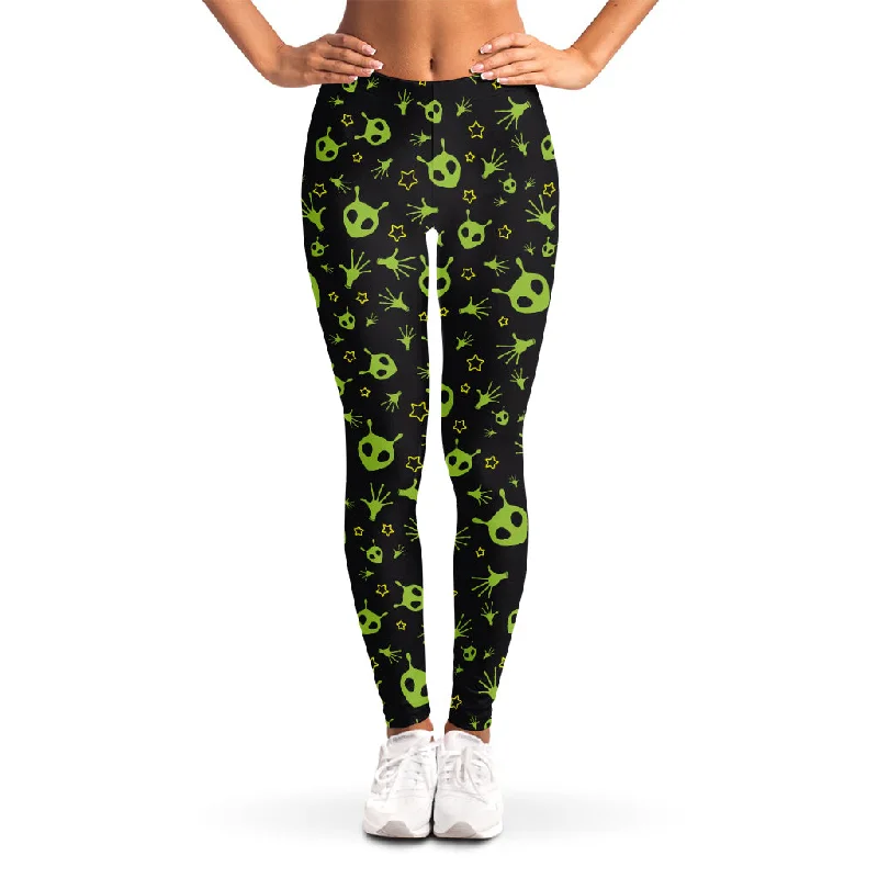 Limited Quantity Cute Green Alien Pattern Print Women's Leggings