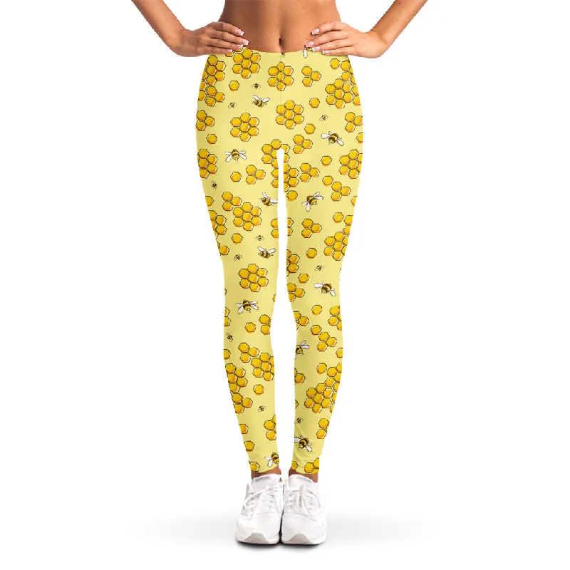 Early Bird Discount Cute Honey Bee Pattern Print Women's Leggings