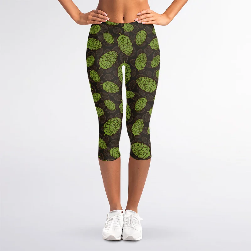 Savings Galore Cute Hop Cone Pattern Print Women's Capri Leggings