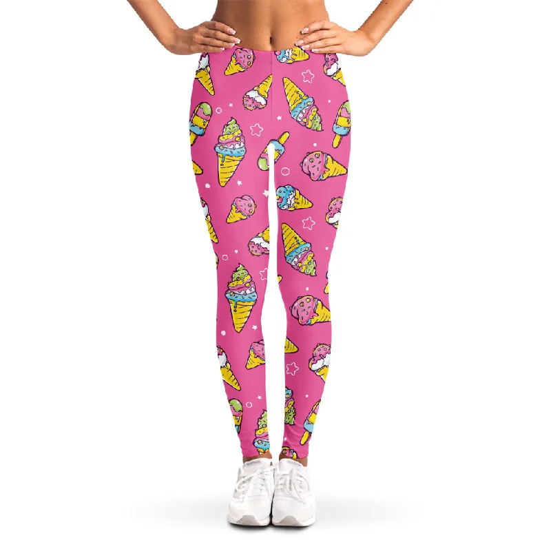 Limited Stock Cute Ice Cream Pattern Print Women's Leggings