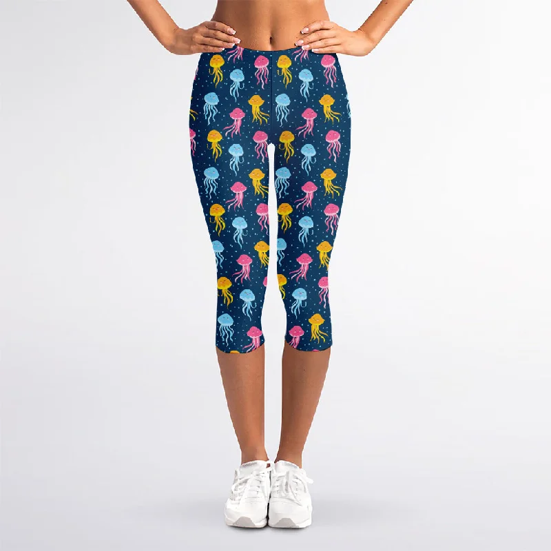Exclusive Savings Cute Jellyfish Pattern Print Women's Capri Leggings