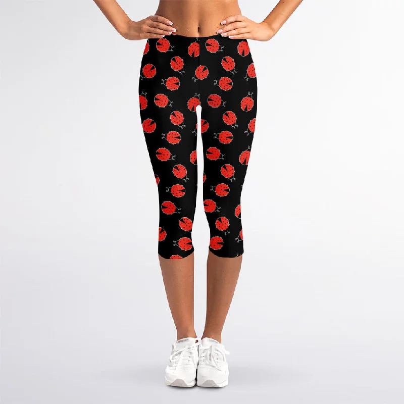 Bargain Prices Cute Ladybird Pattern Print Women's Capri Leggings
