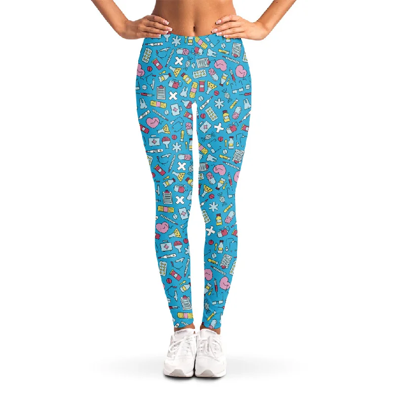 Huge Discounts Cute Medical Pattern Print Women's Leggings