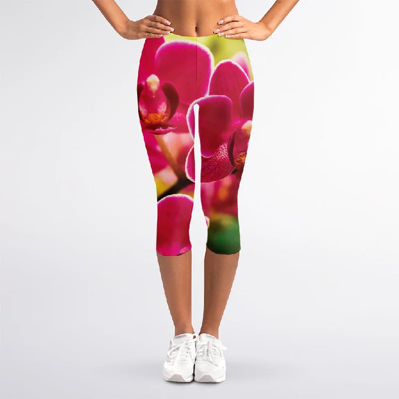 Unbeatable Prices Cute Orchid Print Women's Capri Leggings