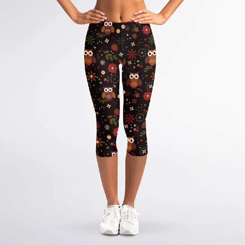 The Best Prices Cute Owl Print Women's Capri Leggings