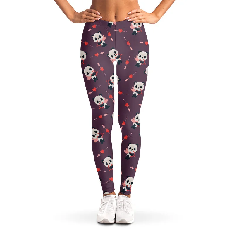 Daily Specials Cute Panda Cupid Valentine Pattern Print Women's Leggings