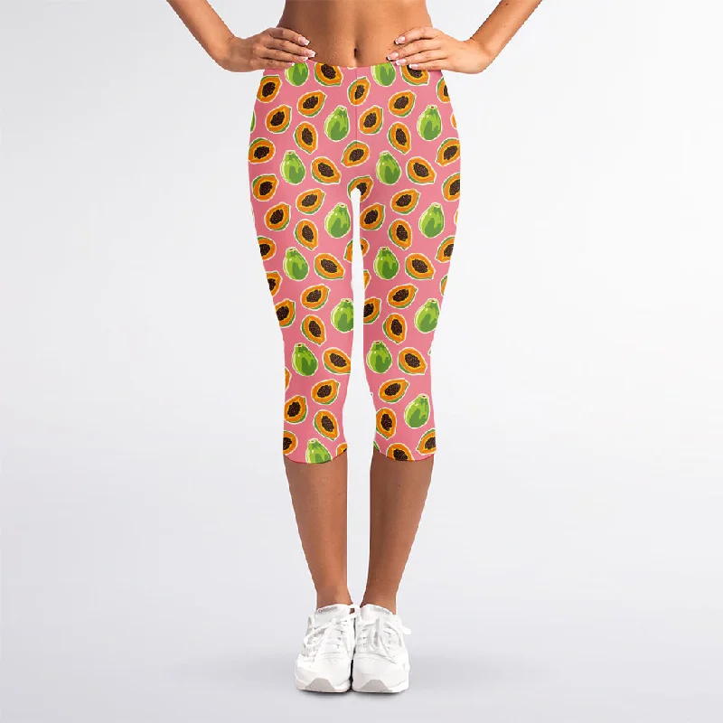 Massive Deals Cute Papaya Pattern Print Women's Capri Leggings