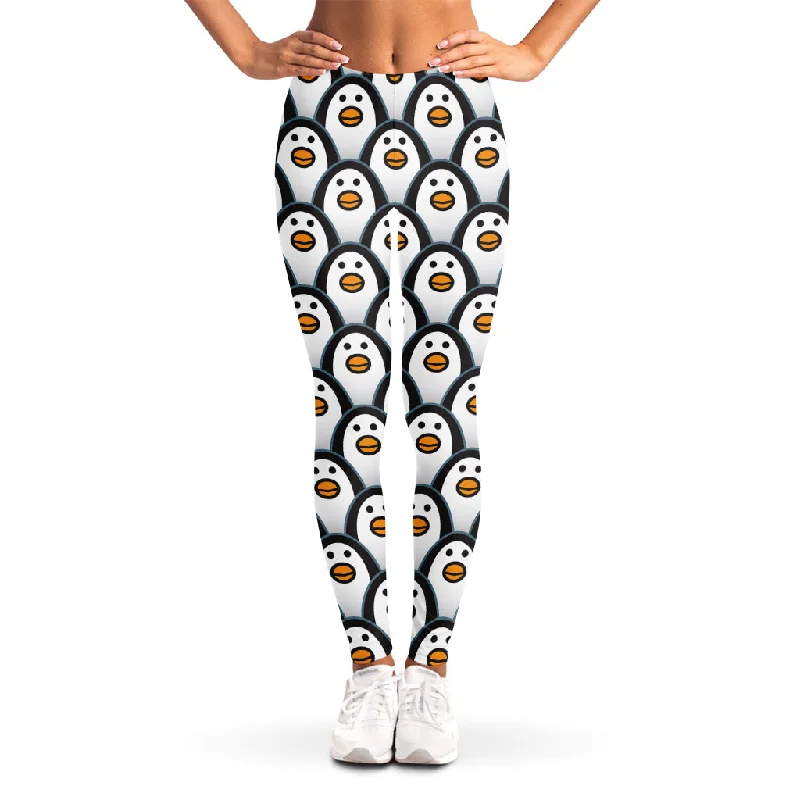 Exclusive Offers Cute Penguin Face Pattern Print Women's Leggings